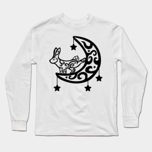 Moon Bunny Tribal Tattoo Long Sleeve T-Shirt